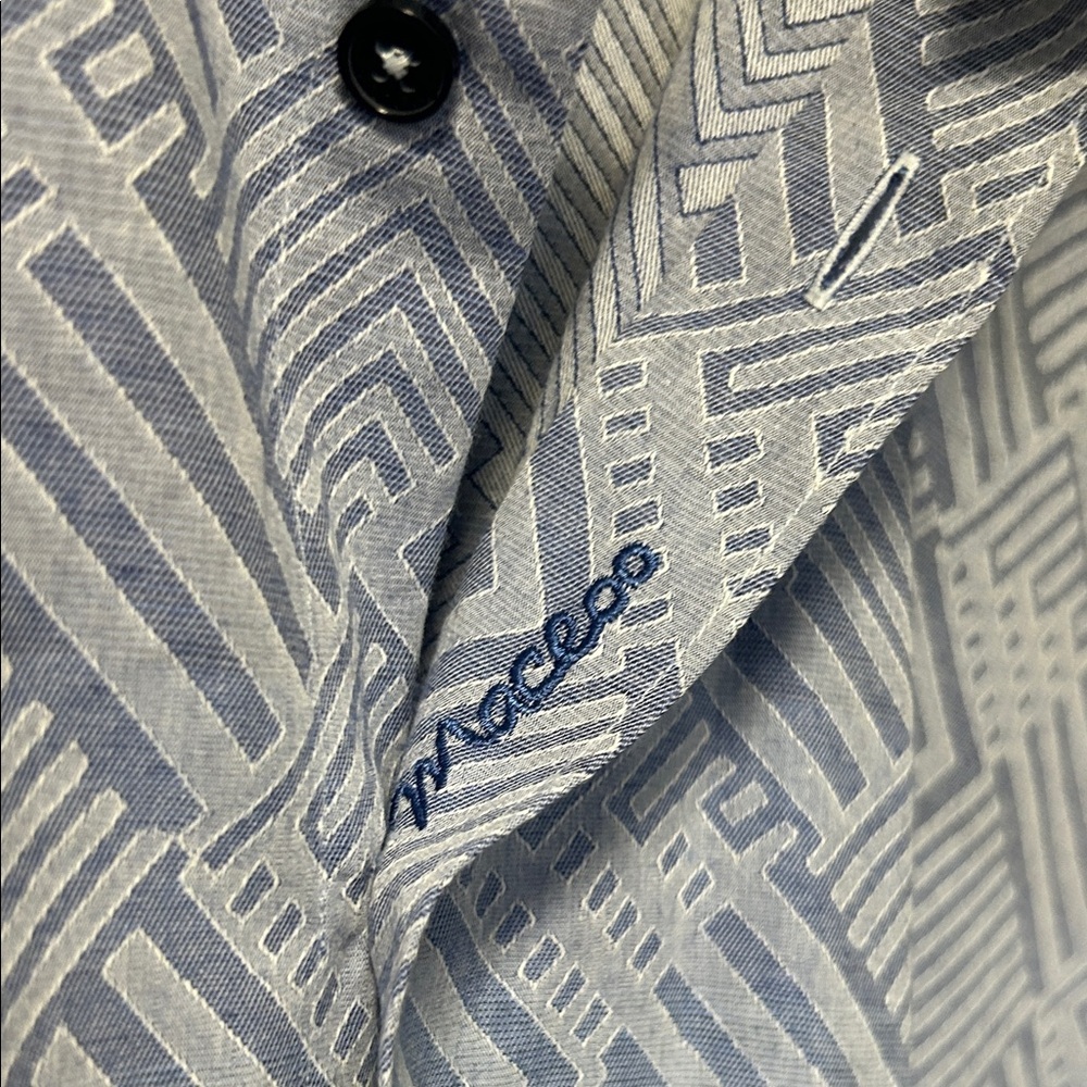 Macsoo Men's Geometric Blue Dress Shirt - Picture 5 of 8